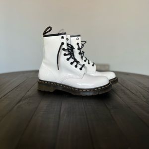 Women’s White Doc Marten’s Lace up Boots